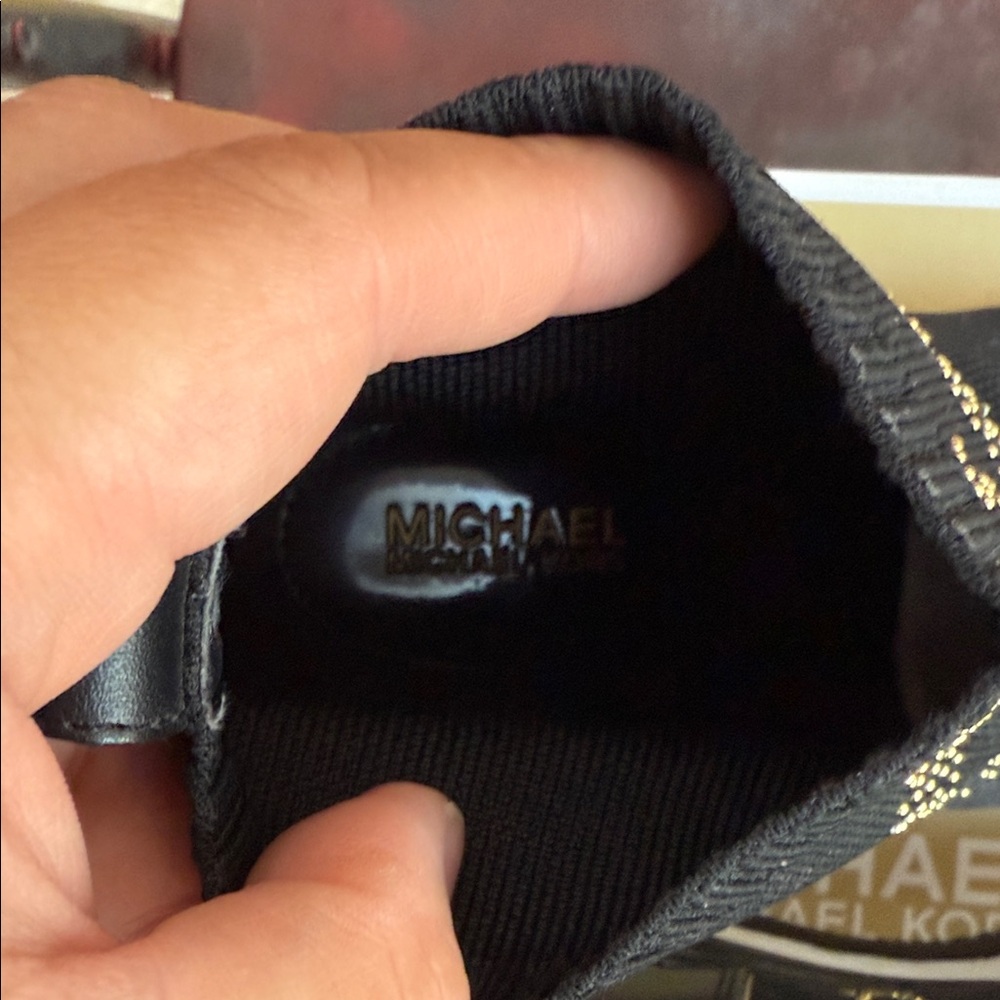 Michael Kors Black and Gold Knit Sneakers with Box - Picture 9 of 9
